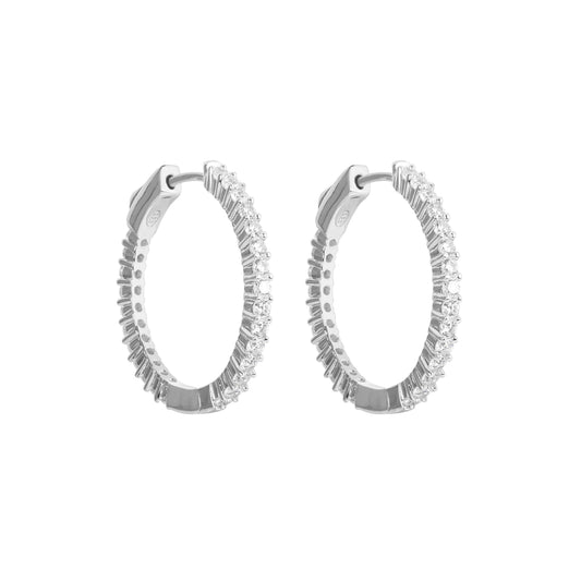 Diamond Hoops Silver